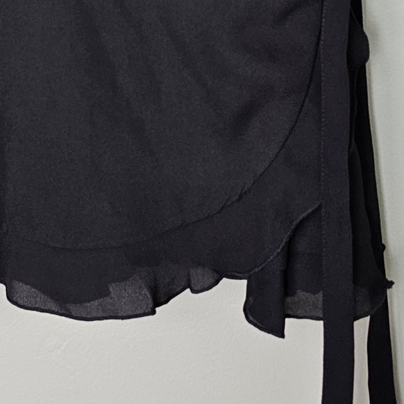ZARA Trafaluc Collection Ruffled Black Wrap Waist Blouse, Cap Sleeves, XS - Picture 6 of 7
